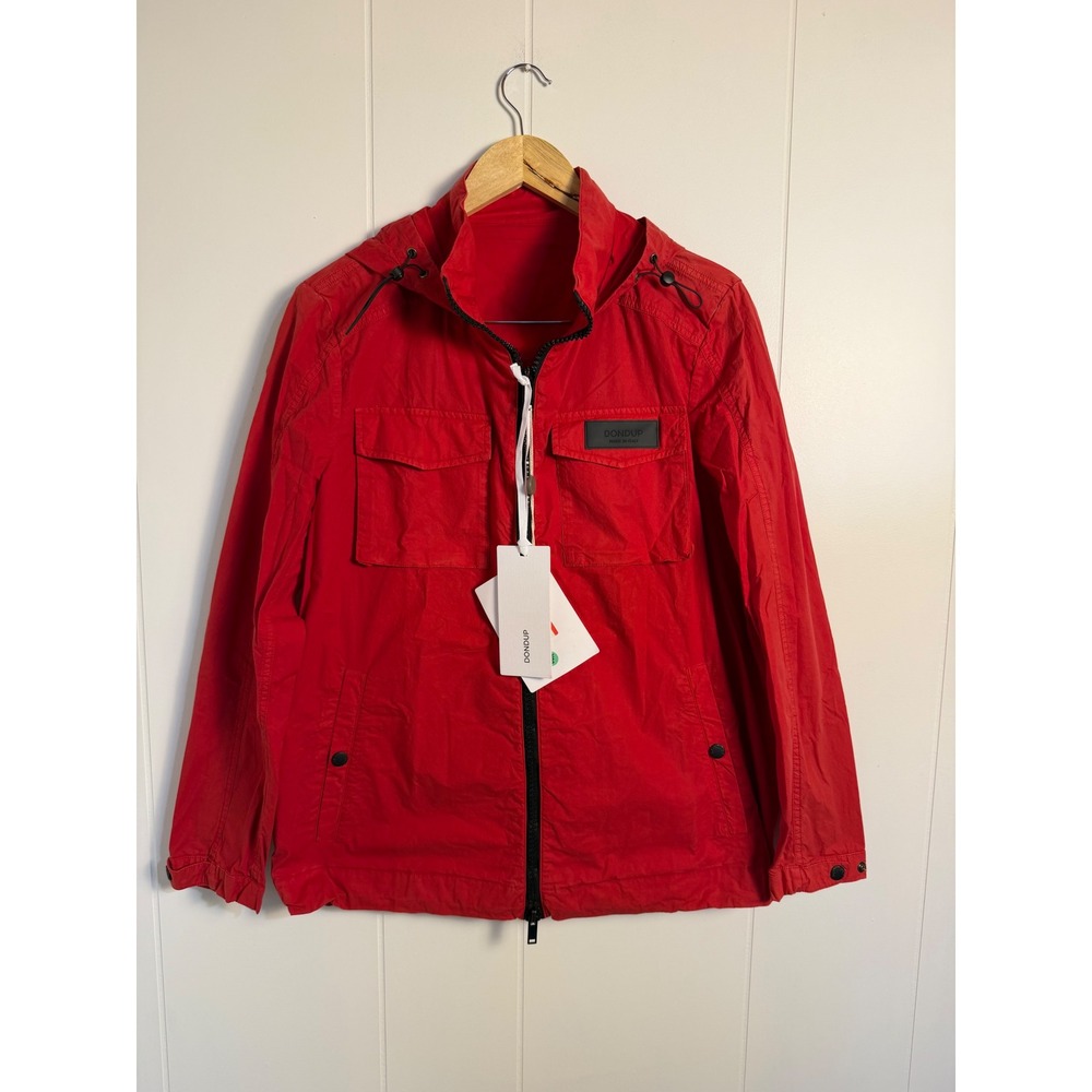 $500+ Dondup Field Jacket L Red Made in Italy Lightweight Zip Utility Coat